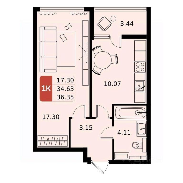 Apartment Sale, 36.35 sq. m. at Domodedovo park, Tvorchestva Street, Domodedovo Village, Domodedovo City District, Moscow Region, Russia #1 Apartment Sale, 36.35 sq. m. at Domodedovo park, Tvorchestva Street, Domodedovo Village, Domodedovo City District, Moscow Region, Russia #1