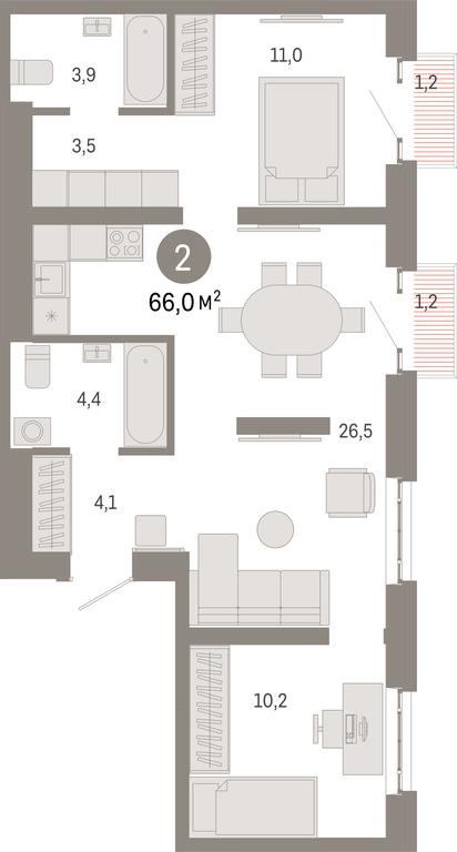 2-BD Apartment Sale, 66平方米 at Kvartal Metronom, Tagilskaya Street, Moscow, Russia #1 2-BD Apartment Sale, 66平方米 at Kvartal Metronom, Tagilskaya Street, Moscow, Russia #1