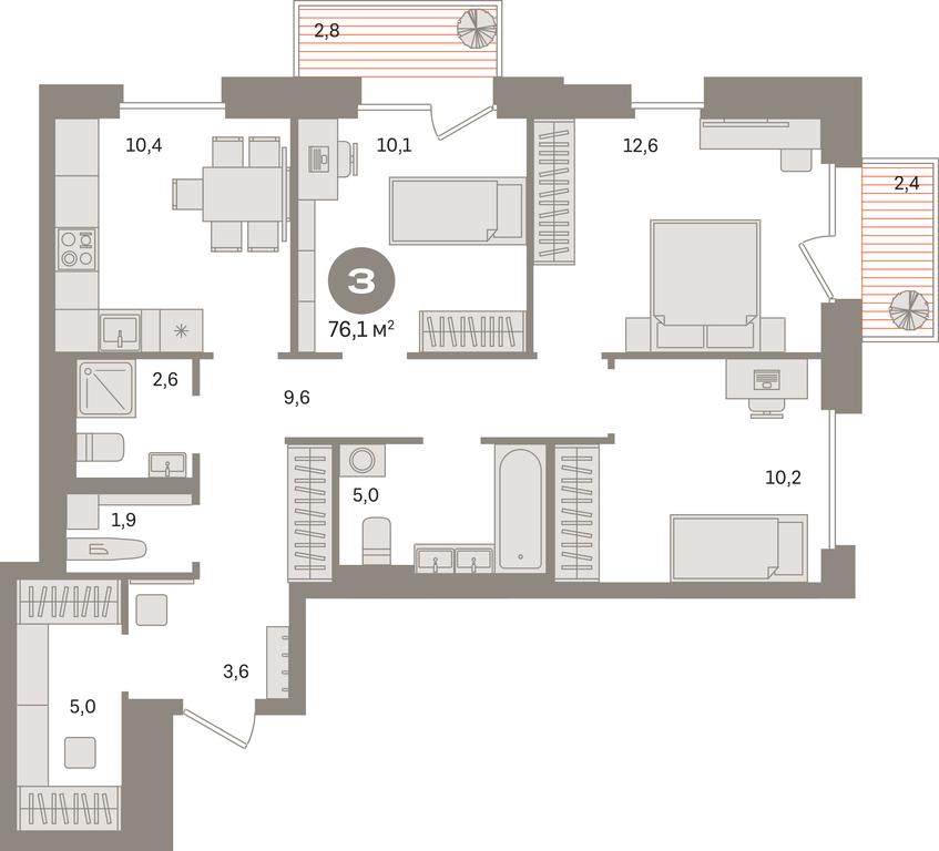 3-BD Apartment Sale, 76.1平方米 at Kvartal Gercena, zhiloy kompleks Kvartal Gertsena, Moscow, Russia #1 3-BD Apartment Sale, 76.1平方米 at Kvartal Gercena, zhiloy kompleks Kvartal Gertsena, Moscow, Russia #1
