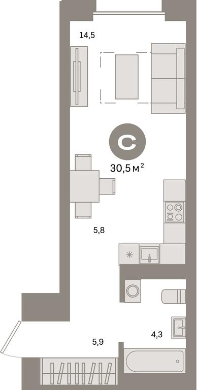 Apartment Sale, 30.5 sq. m. at Kvartal Metronom, Tagilskaya Street, Moscow, Russia #1