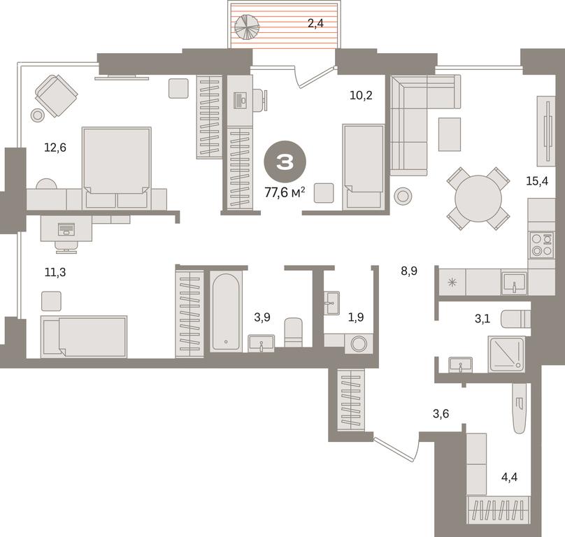 3-BD Apartment Sale, 77.6平方米 at Kvartal Gercena, zhiloy kompleks Kvartal Gertsena, Moscow, Russia #1 3-BD Apartment Sale, 77.6平方米 at Kvartal Gercena, zhiloy kompleks Kvartal Gertsena, Moscow, Russia #1