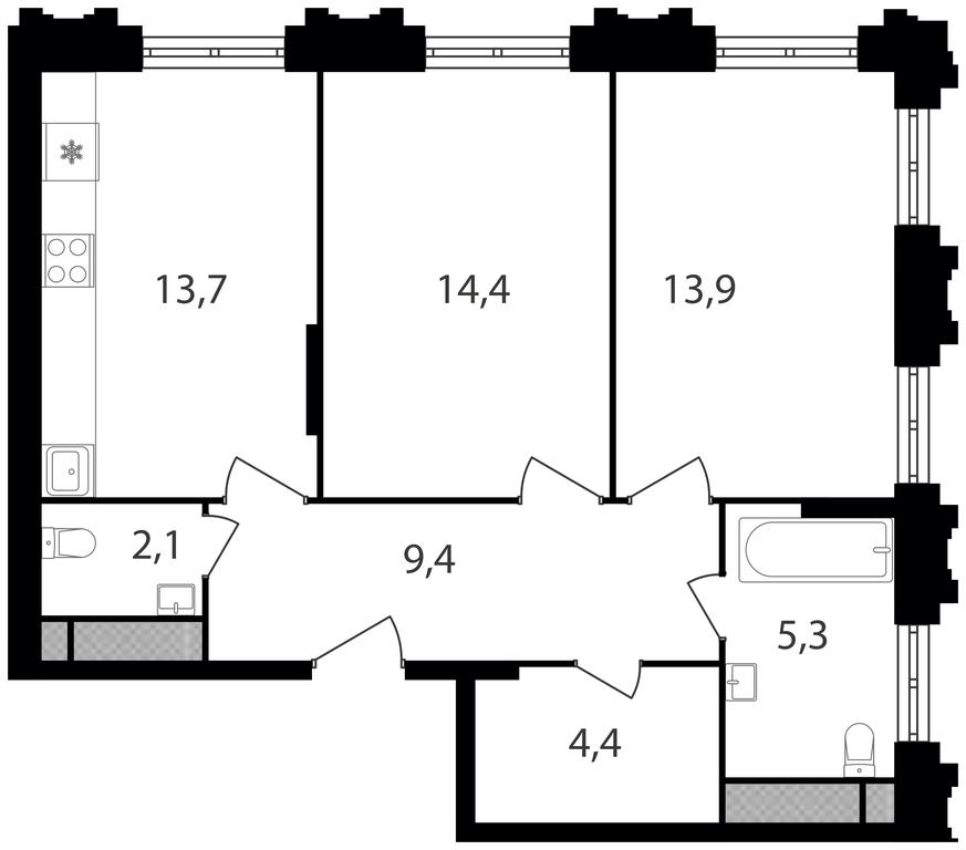 2-BD Apartment Sale, 63.2平方米 at Varshavskie Vorota, Varshavskoye Highway, 141, Moscow, Russia #1 2-BD Apartment Sale, 63.2平方米 at Varshavskie Vorota, Varshavskoye Highway, 141, Moscow, Russia #1