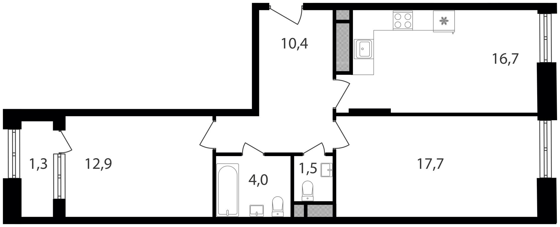 2-BD Apartment Sale, 64.5平方米 at Varshavskie Vorota, Varshavskoye Highway, 141, Moscow, Russia #1
