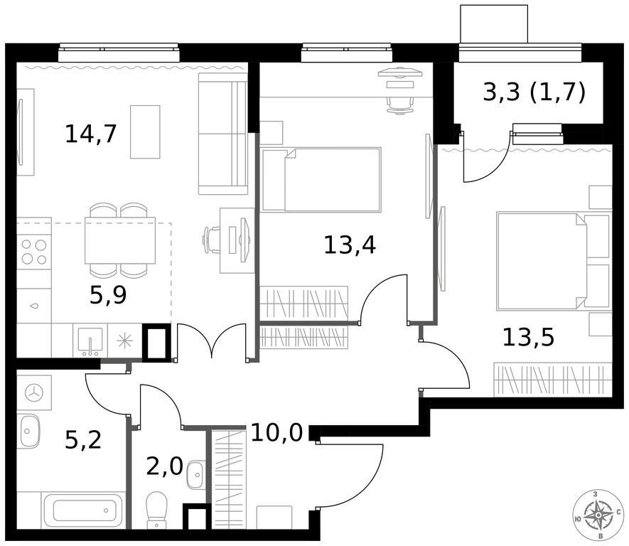3-BD Apartment Sale, 66.4 sq. m. at 1 Izmajlovskij, Montazhnaya Street, 8с13, Moscow, Russia #1 3-BD Apartment Sale, 66.4 sq. m. at 1 Izmajlovskij, Montazhnaya Street, 8с13, Moscow, Russia #1