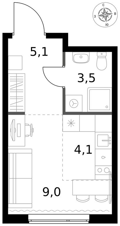Apartment Sale, 21.7平方米 at 1 Izmajlovskij, Montazhnaya Street, 8с13, Moscow, Russia #1