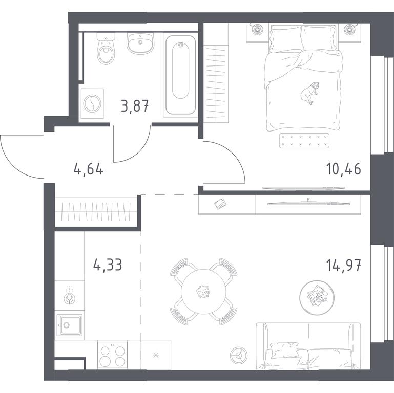 Apartment Sale, 38.27 sq. m. at Prigorod Lesnoe, Molodyozhny bulvar, 6, derevnya Misaylovo, Leninskiy City District, Moscow Region, Russia #1 Apartment Sale, 38.27 sq. m. at Prigorod Lesnoe, Molodyozhny bulvar, 6, derevnya Misaylovo, Leninskiy City District, Moscow Region, Russia #1