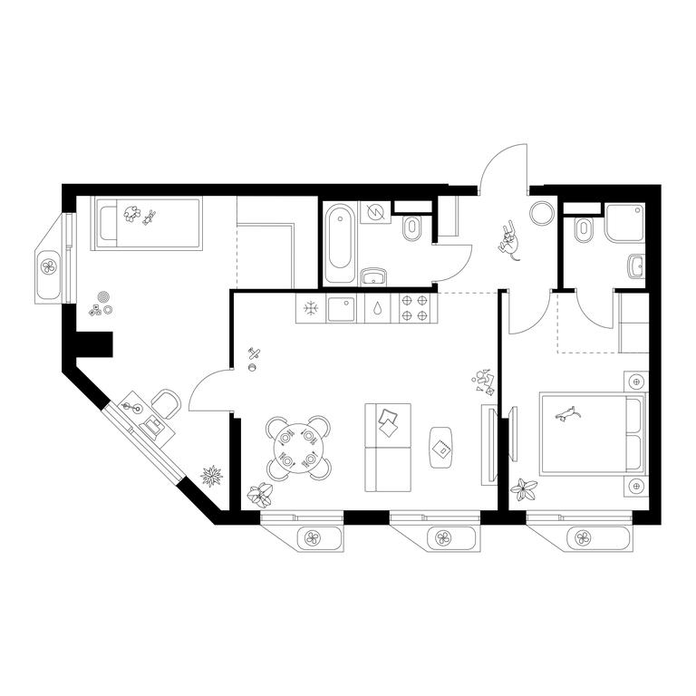 2-BD Apartment Sale, 62.4 sq. m. at Altufevskoe 53, Алтуфьевское шоссе, 53с11, Москва, Россия #1