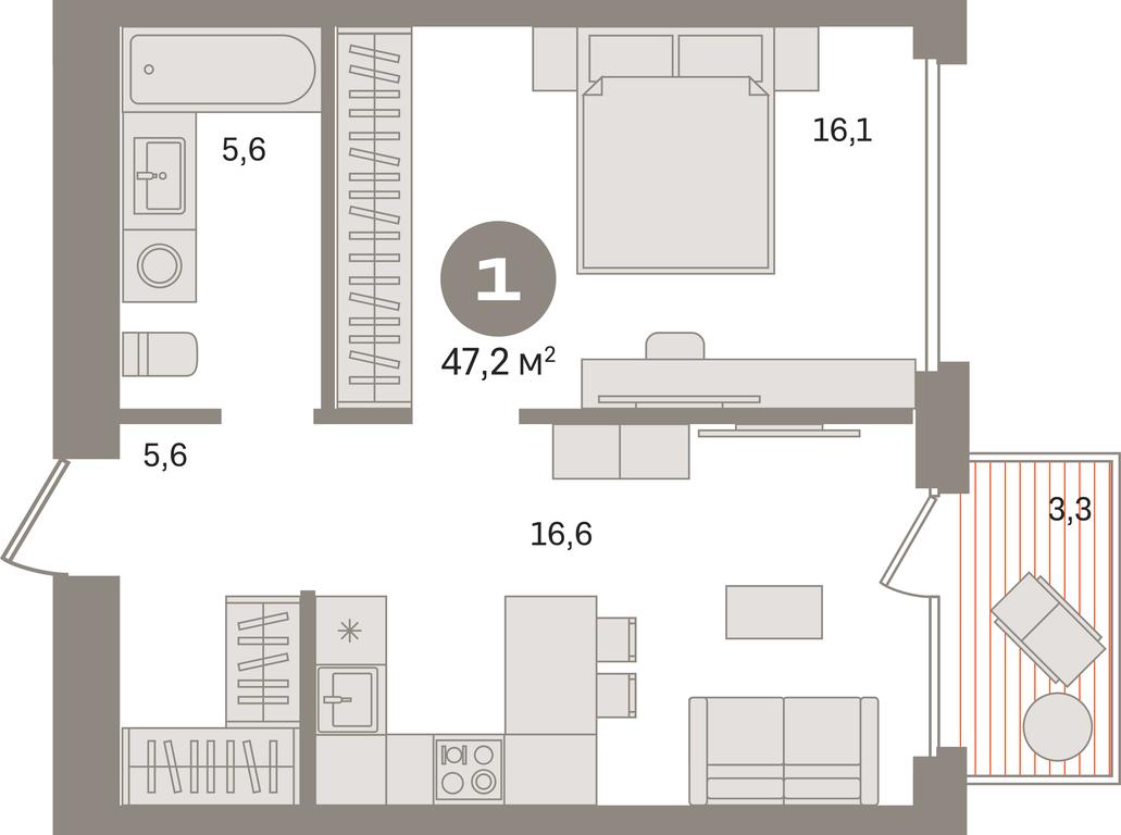 1-BD Apartment Sale, 47.2平方米 at Dom A, Dubininskaya Street, вл59к2, Moscow, Russia #1 1-BD Apartment Sale, 47.2平方米 at Dom A, Dubininskaya Street, вл59к2, Moscow, Russia #1