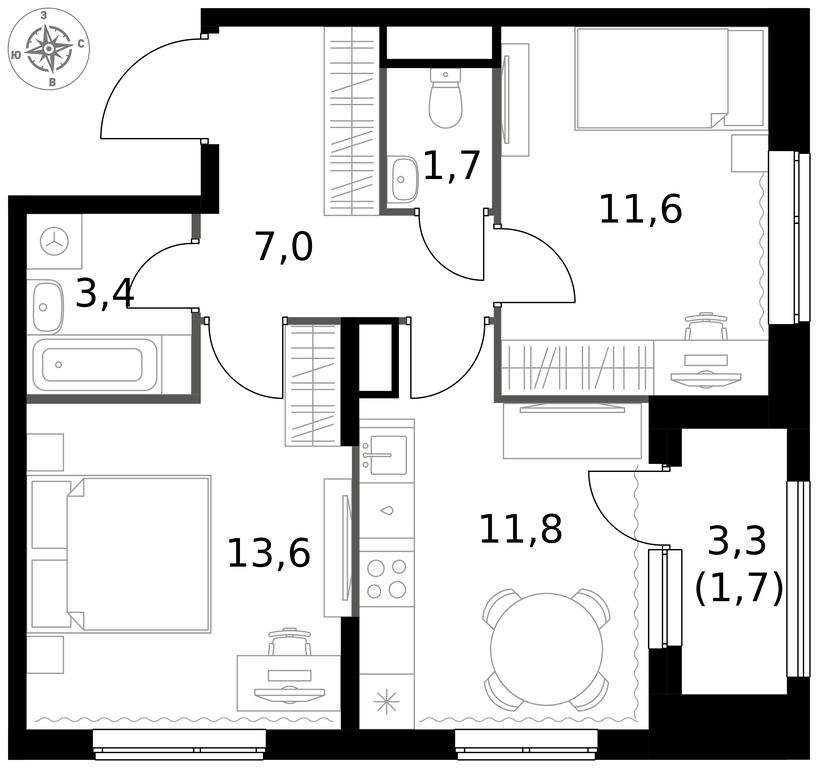 2-BD Apartment Sale, 50.8平方米 at 1 Izmajlovskij, Montazhnaya Street, 8с13, Moscow, Russia #1 2-BD Apartment Sale, 50.8平方米 at 1 Izmajlovskij, Montazhnaya Street, 8с13, Moscow, Russia #1