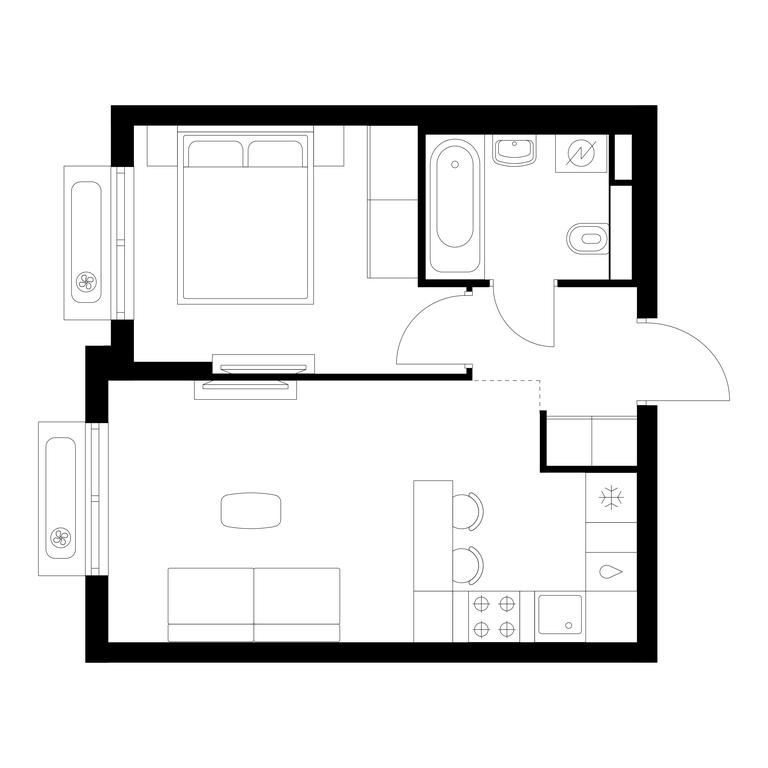 1-BD Apartment Sale, 34.8平方米 at Vostochnoe Butovo, Krymskaya Street, 13, rabochiy posyolok Bobrovo, Leninskiy City District, Moscow Region, Russia #1