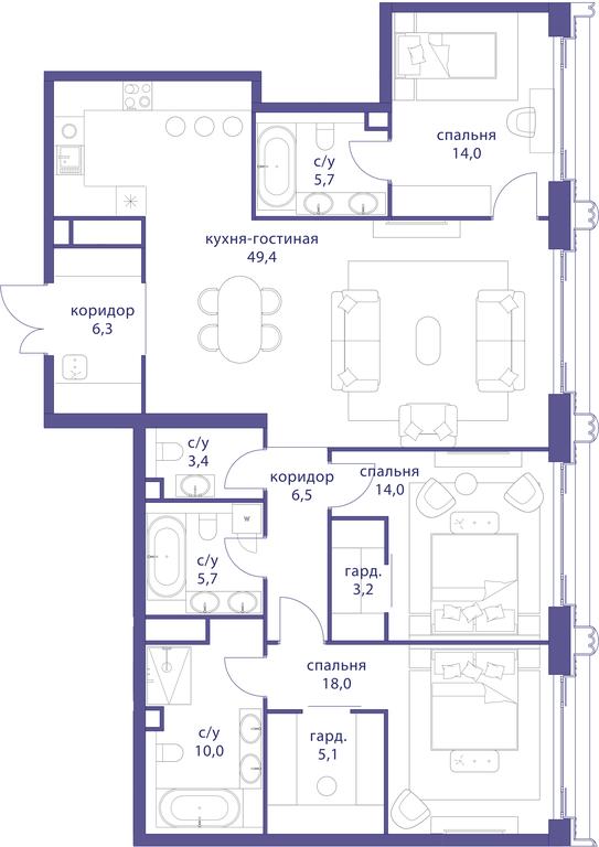 3-BD Apartment Sale, 141.3平方米 at Tatarskaya 35, Bolshaya Tatarskaya Street, Moscow, Russia #1 3-BD Apartment Sale, 141.3平方米 at Tatarskaya 35, Bolshaya Tatarskaya Street, Moscow, Russia #1