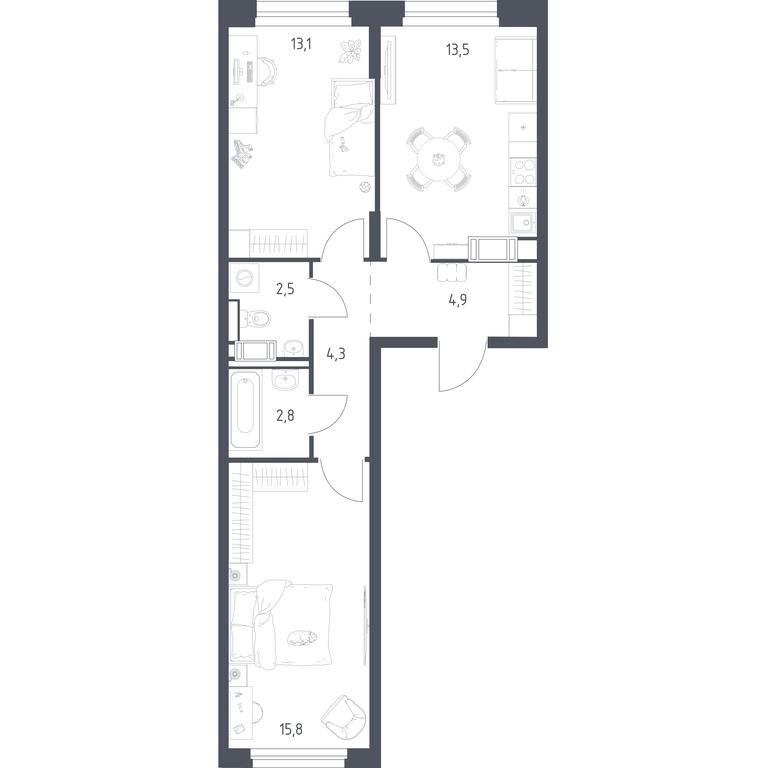 1-BD Apartment Sale, 55.7 sq. m. at Mytishchi Park, Silikatnaya ulitsa, 41к3, Mytischi, Moscow Region, Russia #1 1-BD Apartment Sale, 55.7 sq. m. at Mytishchi Park, Silikatnaya ulitsa, 41к3, Mytischi, Moscow Region, Russia #1