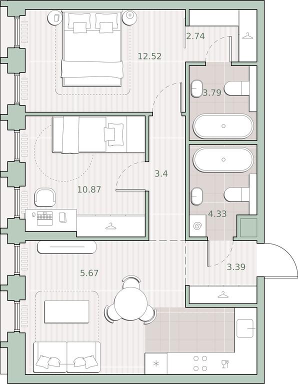 2-BD Apartment Sale, 61.33 sq. m. at Sreda na Kutuzovskom, Ivana Franko Street, Moscow, Russia #1 2-BD Apartment Sale, 61.33 sq. m. at Sreda na Kutuzovskom, Ivana Franko Street, Moscow, Russia #1