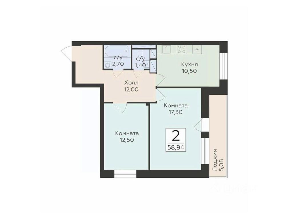 1-BD Apartment Sale, 58.94 sq. m. at Rodniki, Trudovaya ulitsa, Rodniki Township, Ramenskiy Urban District, Moscow Region, Russia #1