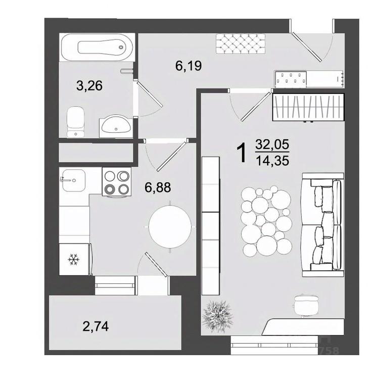 Apartment Sale, 32.05 sq. m. at Maydanovo Park, Klin, Moscow Region, Russia #1