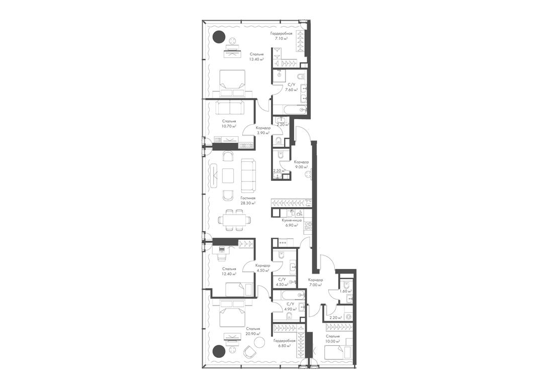 5-BD Apartment Sale, 176.2平方米 at Slava, Leningradskiy Avenue, 8с10, Moscow, Russia #1
