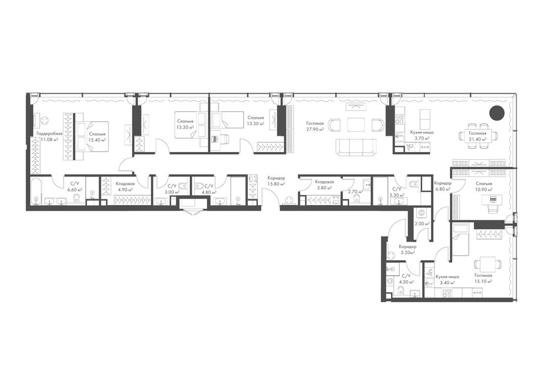 5-BD Apartment Sale, 201 sq. m. at Slava, Leningradskiy Avenue, 8с10, Moscow, Russia #1