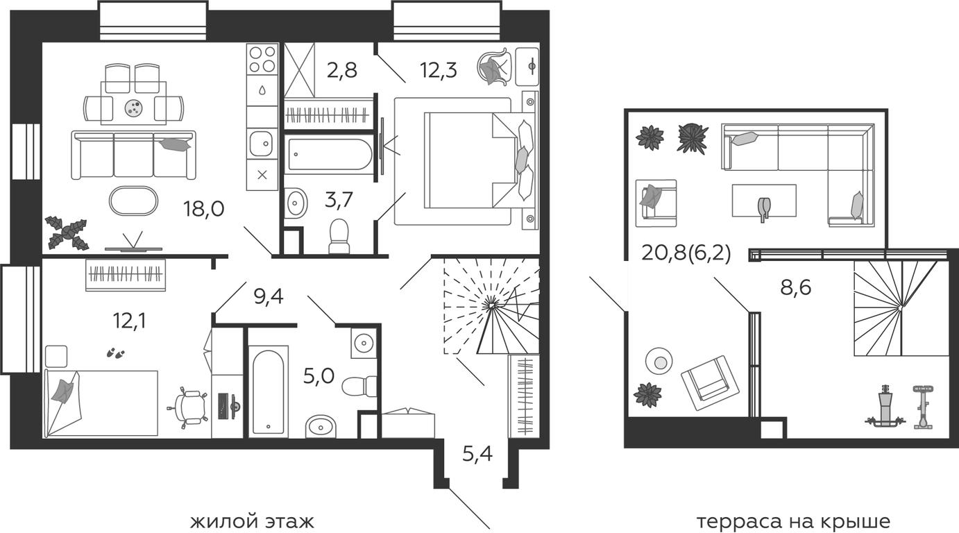 2-BD Apartment Sale, 83 sq. m. at Shagal, Автозаводская улица, 23, Москва, Россия #1 2-BD Apartment Sale, 83 sq. m. at Shagal, Автозаводская улица, 23, Москва, Россия #1