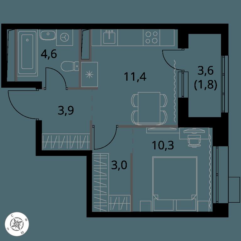 1-BD Apartment Sale, 35 sq. m. at 1-y Salarevskiy, Kiyevskoye Highway, Moskovskiy Settlement, Moscow, Russia #1
