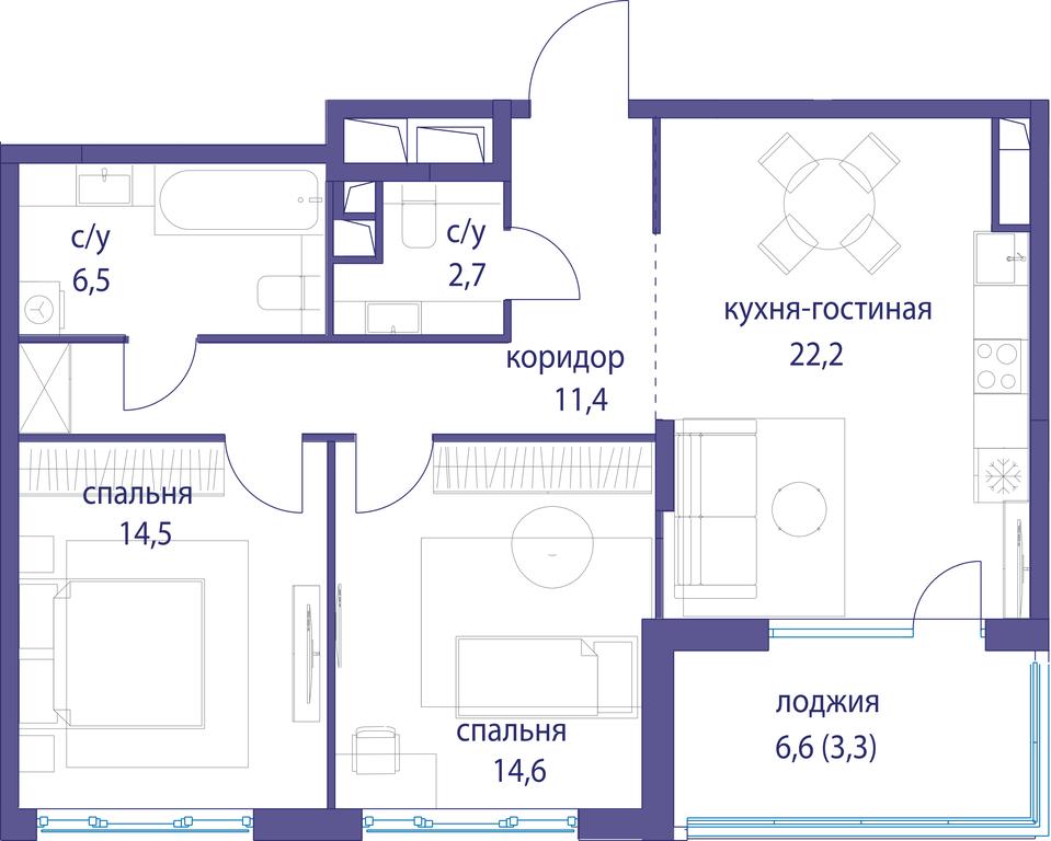 2-BD Apartment Sale, 75.8 sq. m. at Ostrov, Nizhnye Mnyovniki Street, 37Ас4, Moscow, Russia #1 2-BD Apartment Sale, 75.8 sq. m. at Ostrov, Nizhnye Mnyovniki Street, 37Ас4, Moscow, Russia #1