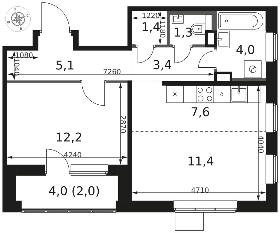 2-BD Apartment Sale, 48.4 sq. m. at 1 Himkinskij, zhiloy kompleks 1-y Khimkinskiy, kvartal Mezhdunarodny, mikrorayon Klyazma-Starbeyevo, Khimki, Moscow Region, Russia #2 2-BD Apartment Sale, 48.4 sq. m. at 1 Himkinskij, zhiloy kompleks 1-y Khimkinskiy, kvartal Mezhdunarodny, mikrorayon Klyazma-Starbeyevo, Khimki, Moscow Region, Russia #2