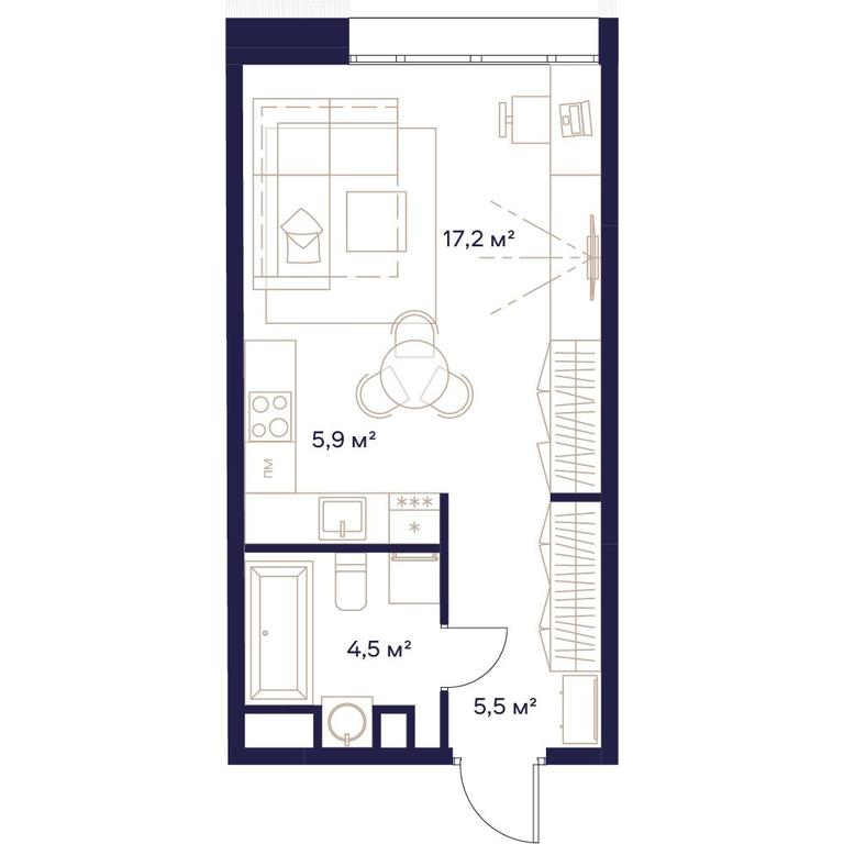 Apartment Sale, 33.1平方米 at Soyuz, Selskokhozyaystvennaya Street, Moscow, Russia #1