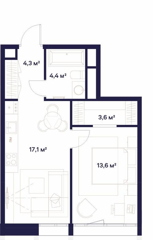 1-BD Apartment Sale, 43.1平方米 at Soyuz, Selskokhozyaystvennaya Street, Moscow, Russia #2 1-BD Apartment Sale, 43.1平方米 at Soyuz, Selskokhozyaystvennaya Street, Moscow, Russia #2