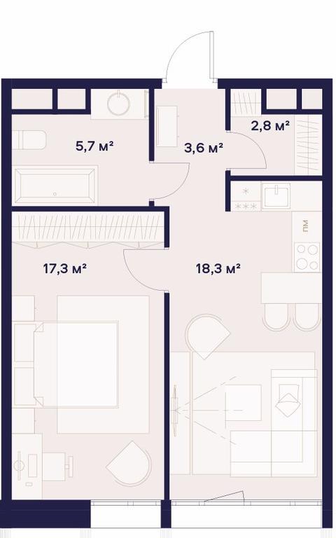 1-BD Apartment Sale, 47.7平方米 at Soyuz, Selskokhozyaystvennaya Street, Moscow, Russia #1 1-BD Apartment Sale, 47.7平方米 at Soyuz, Selskokhozyaystvennaya Street, Moscow, Russia #1