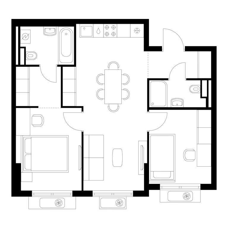 2-BD Apartment Sale, 56.4平方米 at Vostochnoe Butovo, Krymskaya Street, 13, rabochiy posyolok Bobrovo, Leninskiy City District, Moscow Region, Russia #1