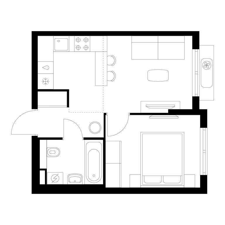 1-BD Apartment Sale, 33.1平方米 at Vostochnoe Butovo, Krymskaya Street, 13, rabochiy posyolok Bobrovo, Leninskiy City District, Moscow Region, Russia #1