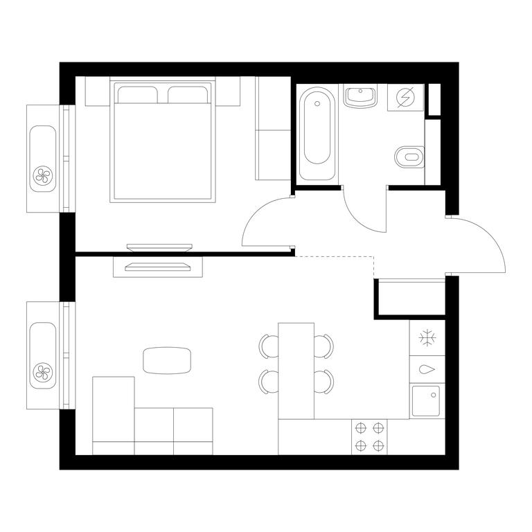 1-BD Apartment Sale, 37.7平方米 at Vostochnoe Butovo, Krymskaya Street, 13, rabochiy posyolok Bobrovo, Leninskiy City District, Moscow Region, Russia #1