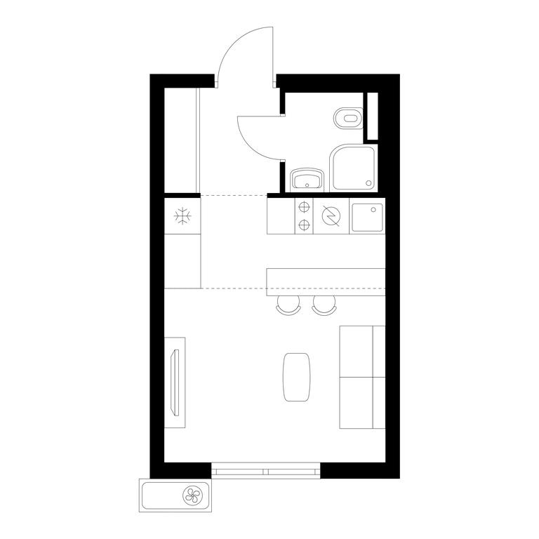 Apartment Sale, 21.8平方米 at Vostochnoe Butovo, Krymskaya Street, 13, rabochiy posyolok Bobrovo, Leninskiy City District, Moscow Region, Russia #1