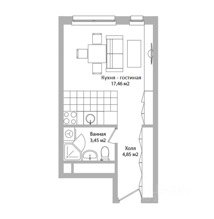Apartment Sale, 25.8平方米 at po ul. Sukromka, Sukromka Street, Mytischi, Moscow Region, Russia #1