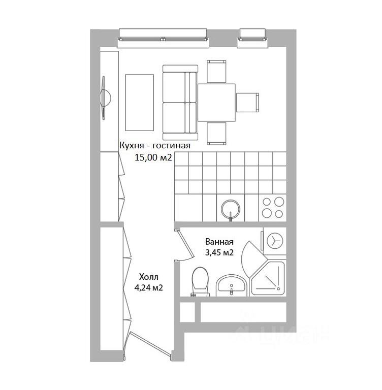 Apartment Sale, 22.7平方米 at po ul. Sukromka, Sukromka Street, Mytischi, Moscow Region, Russia #1