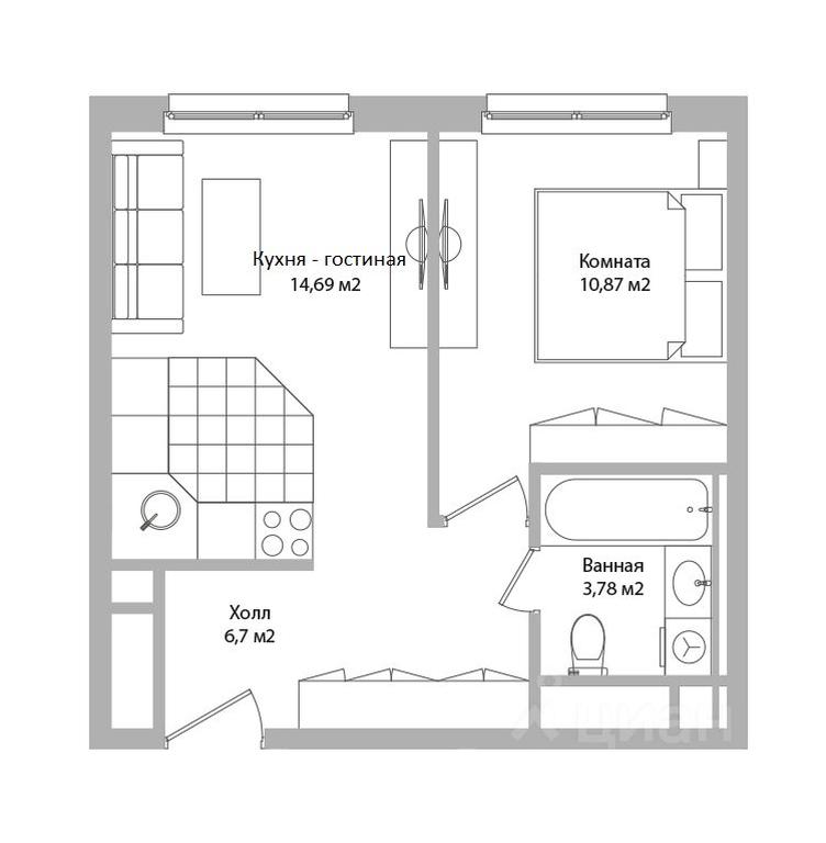 1-BD Apartment Sale, 36平方米 at po ul. Sukromka, Sukromka Street, Mytischi, Moscow Region, Russia #1