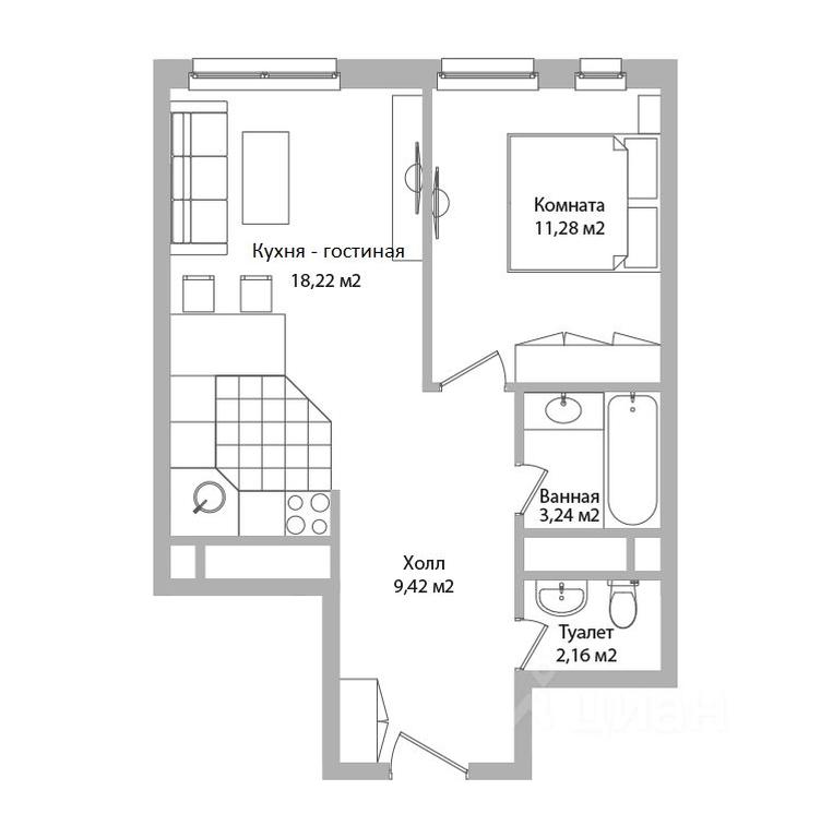 1-BD Apartment Sale, 44.3平方米 at po ul. Sukromka, Sukromka Street, Mytischi, Moscow Region, Russia #1 1-BD Apartment Sale, 44.3平方米 at po ul. Sukromka, Sukromka Street, Mytischi, Moscow Region, Russia #1
