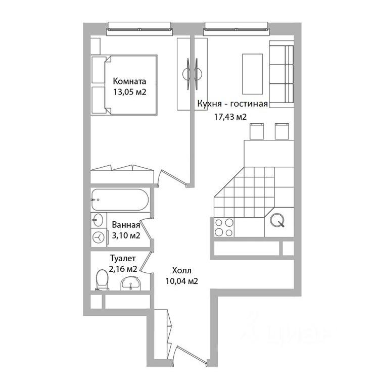 1-BD Apartment Sale, 45.8平方米 at po ul. Sukromka, Sukromka Street, Mytischi, Moscow Region, Russia #1 1-BD Apartment Sale, 45.8平方米 at po ul. Sukromka, Sukromka Street, Mytischi, Moscow Region, Russia #1