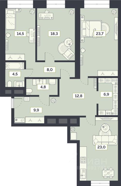 2-BD Apartment Sale, 126.4 sq. m. at Laym, Staroalekseyevskaya Street, 5А, Moscow, Russia #1