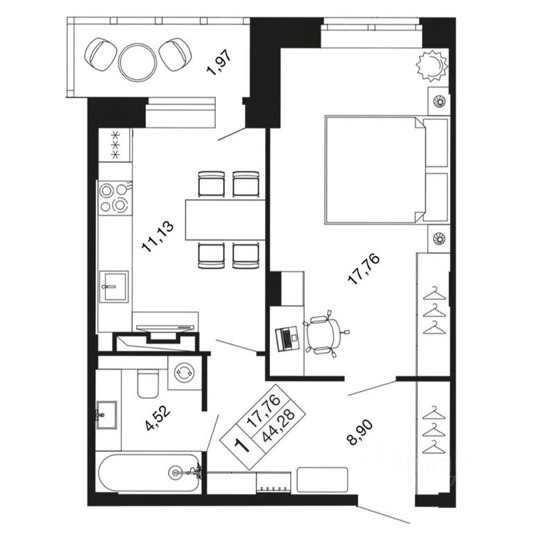 Apartment Sale, 44.28 sq. m. at Vremena goda, Proletarskaya ulitsa, Aprelevka, Naro-Fominskiy City District, Moscow Region, Russia #1 Apartment Sale, 44.28 sq. m. at Vremena goda, Proletarskaya ulitsa, Aprelevka, Naro-Fominskiy City District, Moscow Region, Russia #1