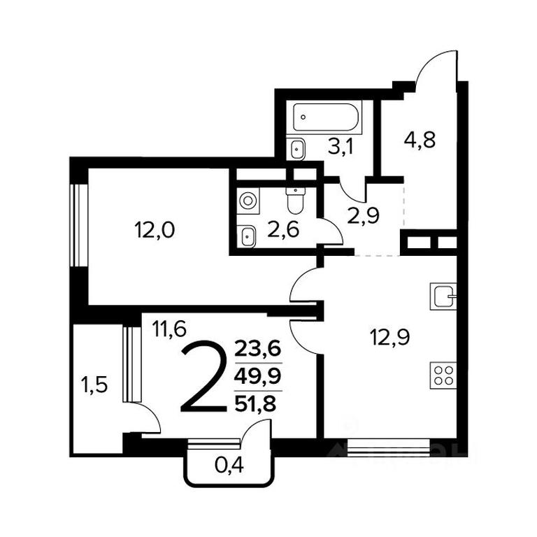 1-BD Apartment Sale, 51.8 sq. m. at Novye Vatutinki. Kvartal u vody, mikrorayon Zarechny, zhiloy rayon Novyye Vatutinki, Troitsk District, Moscow, Russia #1 1-BD Apartment Sale, 51.8 sq. m. at Novye Vatutinki. Kvartal u vody, mikrorayon Zarechny, zhiloy rayon Novyye Vatutinki, Troitsk District, Moscow, Russia #1