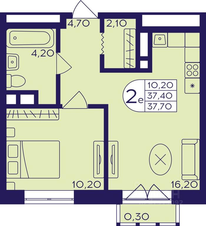 1-BD Apartment Sale, 37.7 sq. m. at Geroev, prospekt Geroyev, Zheleznodorozhny Microdistrict, Balashikha, Moscow Region, Russia #1