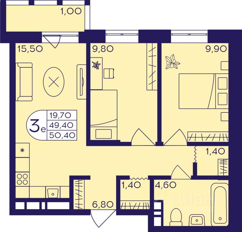 2-BD Apartment Sale, 50.4 sq. m. at Geroev, prospekt Geroyev, Zheleznodorozhny Microdistrict, Balashikha, Moscow Region, Russia #1 2-BD Apartment Sale, 50.4 sq. m. at Geroev, prospekt Geroyev, Zheleznodorozhny Microdistrict, Balashikha, Moscow Region, Russia #1
