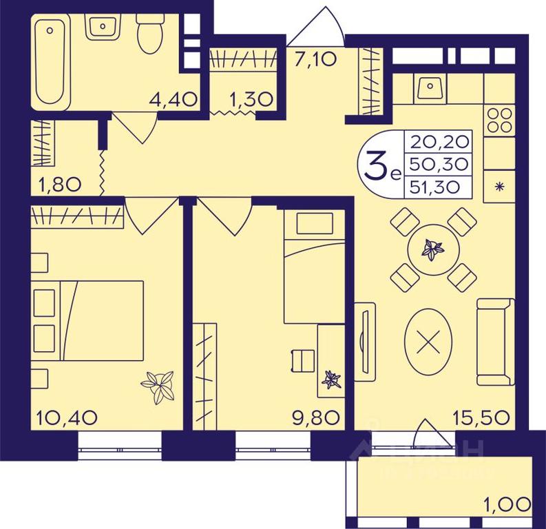 2-BD Apartment Sale, 51.3 sq. m. at Geroev, prospekt Geroyev, Zheleznodorozhny Microdistrict, Balashikha, Moscow Region, Russia #1 2-BD Apartment Sale, 51.3 sq. m. at Geroev, prospekt Geroyev, Zheleznodorozhny Microdistrict, Balashikha, Moscow Region, Russia #1