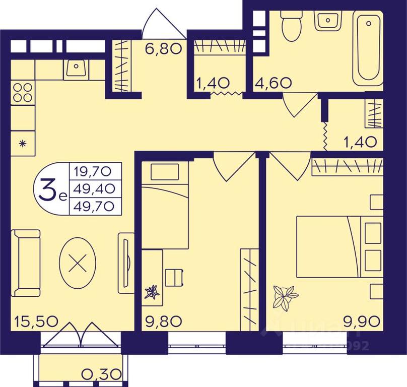 2-BD Apartment Sale, 49.7 sq. m. at Geroev, prospekt Geroyev, Zheleznodorozhny Microdistrict, Balashikha, Moscow Region, Russia #1 2-BD Apartment Sale, 49.7 sq. m. at Geroev, prospekt Geroyev, Zheleznodorozhny Microdistrict, Balashikha, Moscow Region, Russia #1