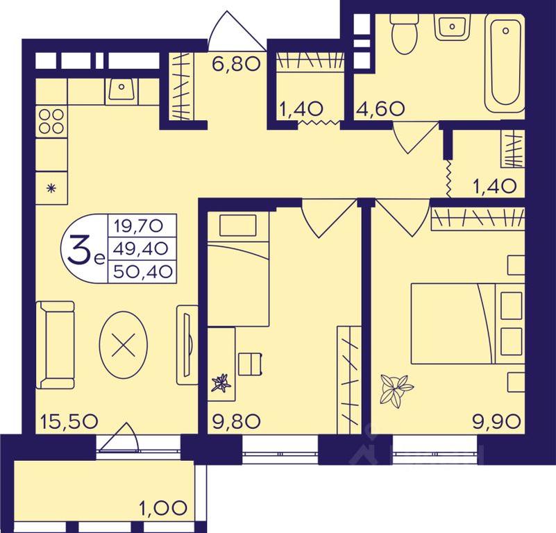 2-BD Apartment Sale, 50.4 sq. m. at Geroev, prospekt Geroyev, Zheleznodorozhny Microdistrict, Balashikha, Moscow Region, Russia #1 2-BD Apartment Sale, 50.4 sq. m. at Geroev, prospekt Geroyev, Zheleznodorozhny Microdistrict, Balashikha, Moscow Region, Russia #1