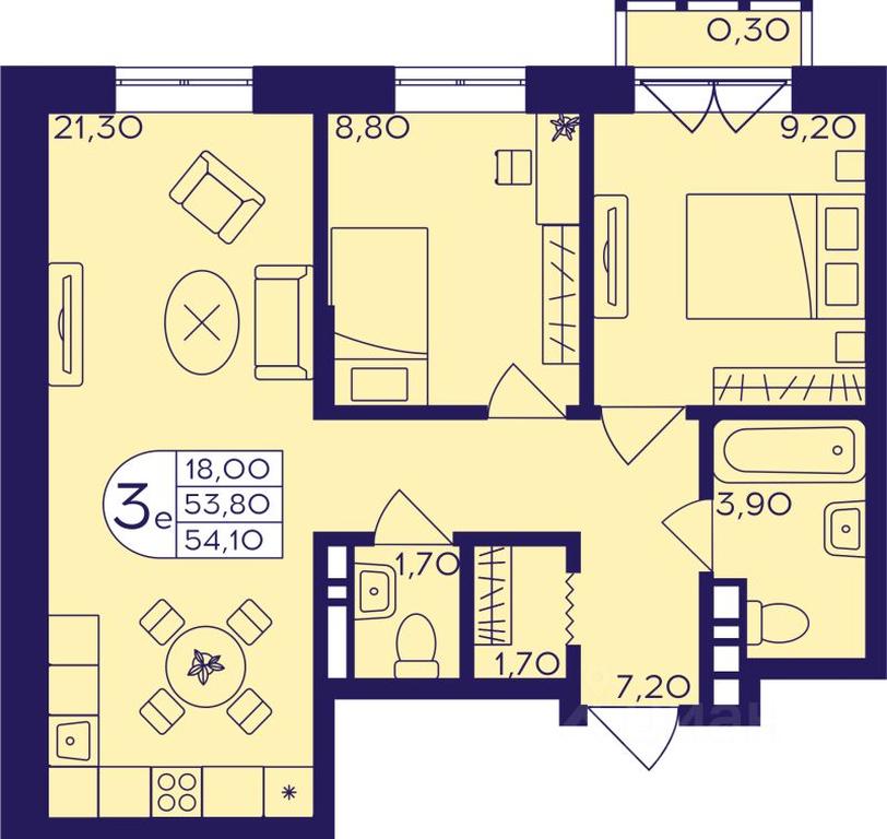 2-BD Apartment Sale, 54.1 sq. m. at Geroev, prospekt Geroyev, Zheleznodorozhny Microdistrict, Balashikha, Moscow Region, Russia #1 2-BD Apartment Sale, 54.1 sq. m. at Geroev, prospekt Geroyev, Zheleznodorozhny Microdistrict, Balashikha, Moscow Region, Russia #1