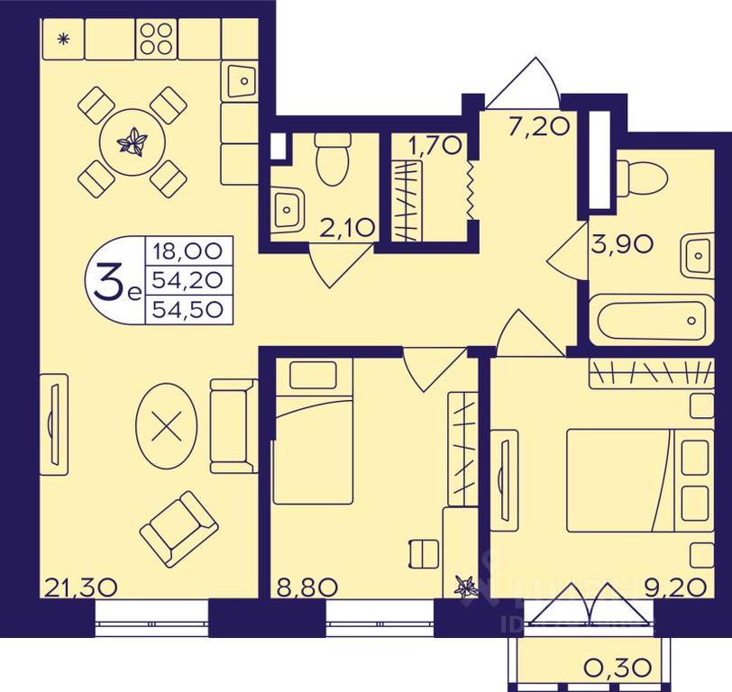2-BD Apartment Sale, 54.5 sq. m. at Geroev, prospekt Geroyev, Zheleznodorozhny Microdistrict, Balashikha, Moscow Region, Russia #1 2-BD Apartment Sale, 54.5 sq. m. at Geroev, prospekt Geroyev, Zheleznodorozhny Microdistrict, Balashikha, Moscow Region, Russia #1