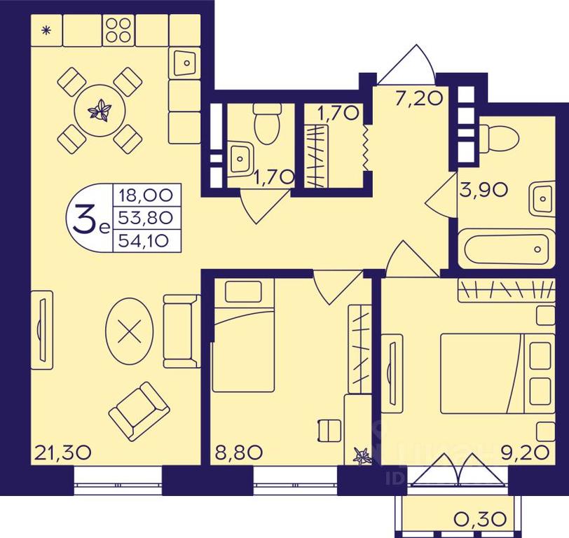 2-BD Apartment Sale, 54.1 sq. m. at Geroev, prospekt Geroyev, Zheleznodorozhny Microdistrict, Balashikha, Moscow Region, Russia #1 2-BD Apartment Sale, 54.1 sq. m. at Geroev, prospekt Geroyev, Zheleznodorozhny Microdistrict, Balashikha, Moscow Region, Russia #1