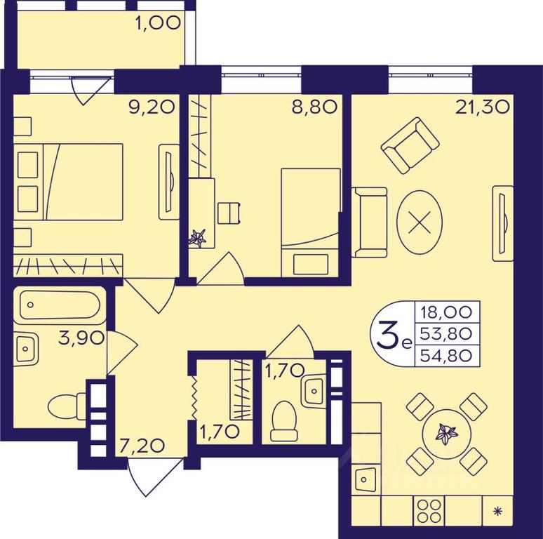 2-BD Apartment Sale, 54.8 sq. m. at Geroev, prospekt Geroyev, Zheleznodorozhny Microdistrict, Balashikha, Moscow Region, Russia #1 2-BD Apartment Sale, 54.8 sq. m. at Geroev, prospekt Geroyev, Zheleznodorozhny Microdistrict, Balashikha, Moscow Region, Russia #1