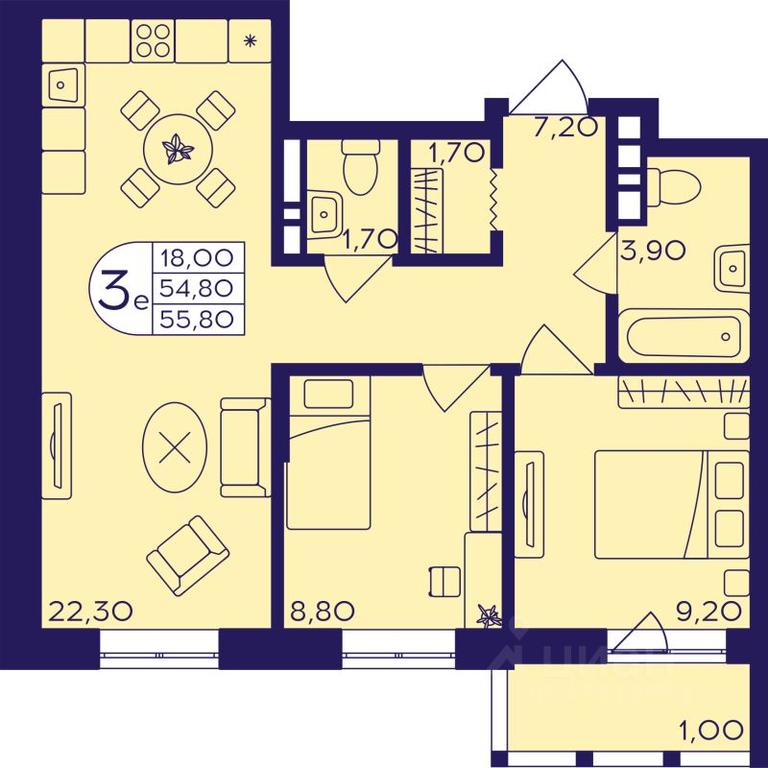 2-BD Apartment Sale, 55.8 sq. m. at Geroev, prospekt Geroyev, Zheleznodorozhny Microdistrict, Balashikha, Moscow Region, Russia #1 2-BD Apartment Sale, 55.8 sq. m. at Geroev, prospekt Geroyev, Zheleznodorozhny Microdistrict, Balashikha, Moscow Region, Russia #1